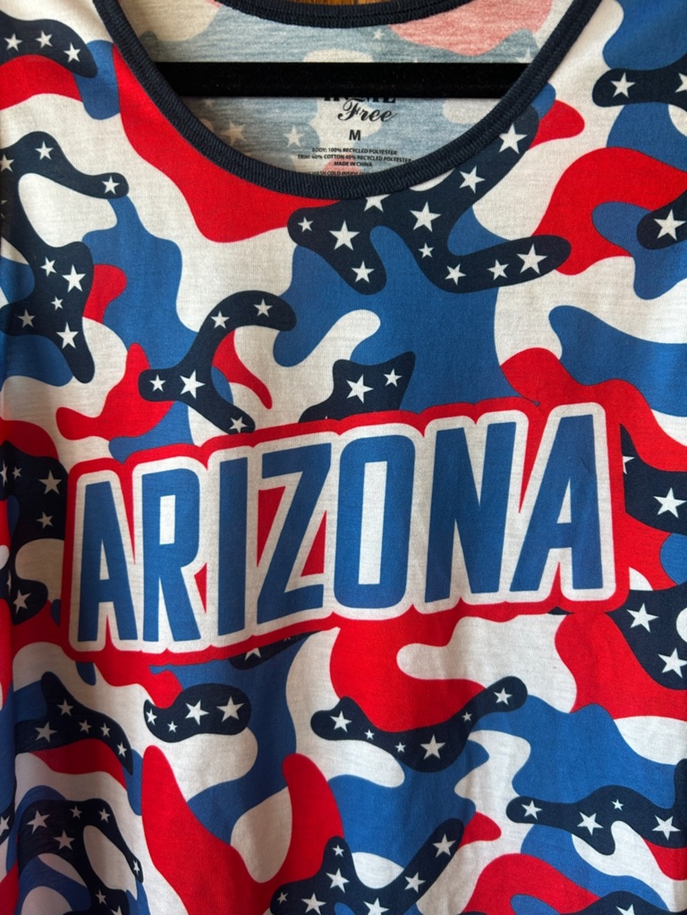 NWOT Arizona Women’s Patriotic Camo Tank Top - Red, White & Blue. Medium - Picture 2 of 8